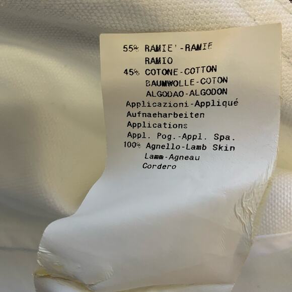 Armani Collezioni White Cotton Blend Jacket with Lamb Leather Trim Antinea Srl 4 - Picture 4 of 6